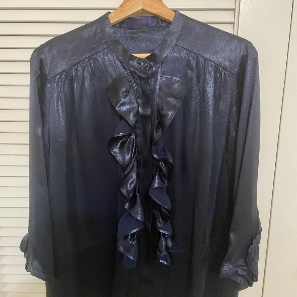 Elegant Black Ruffled Blouse